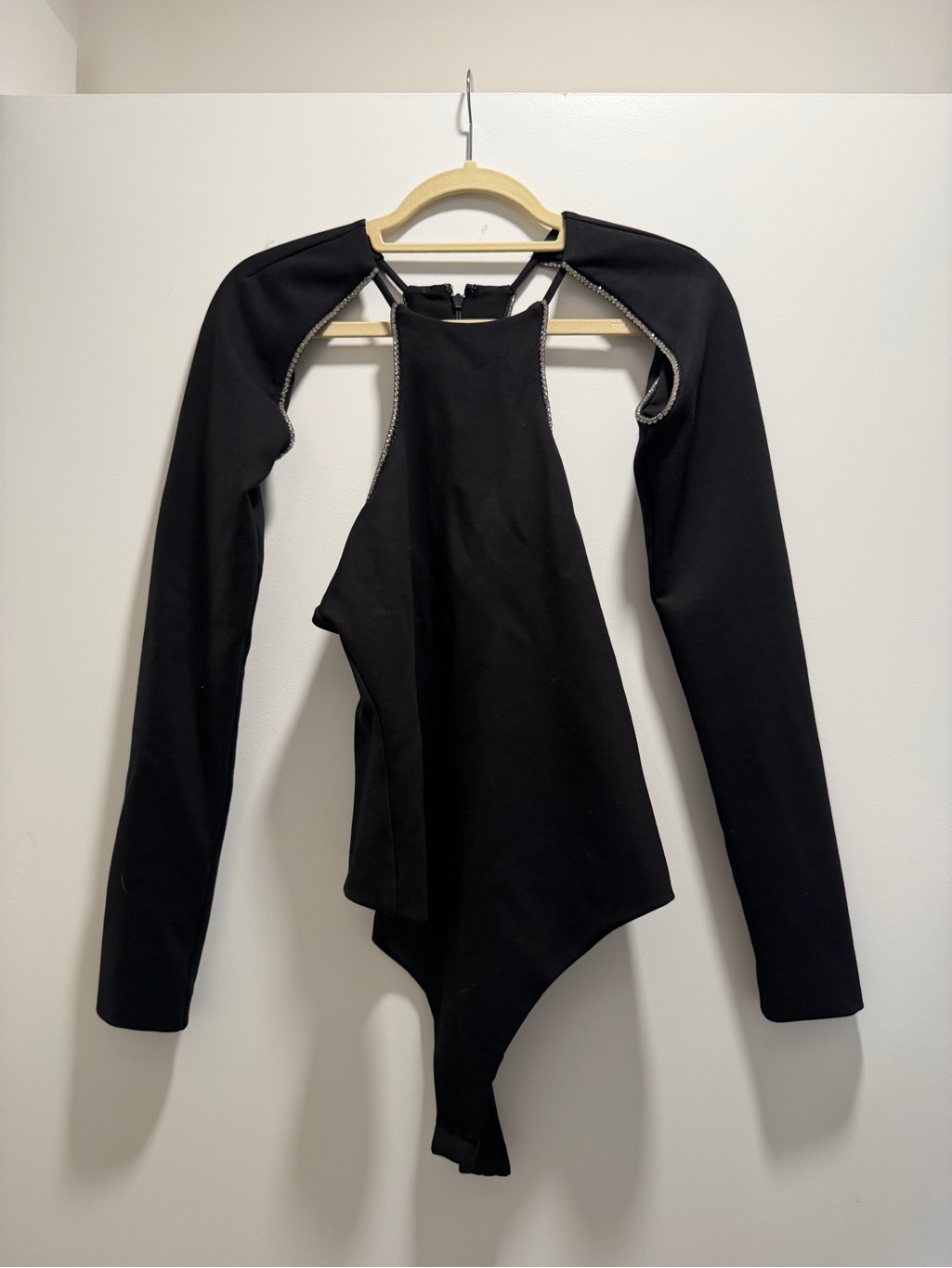 Nbd Black Long Sleeve Cutout Bodysuit